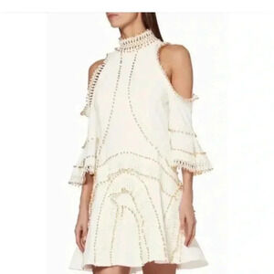 Mackenzie And Me White Beaded Cold Shoulder Dress